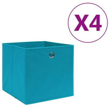 shumee Škatle 4 kosi netkano blago 28x28x28 cm baby modre