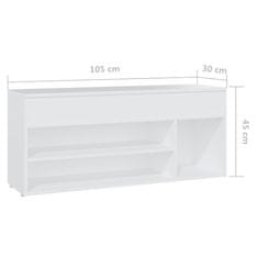 Vidaxl Klop za shranjevanje čevljev bela 105x30x45 cm iverna plošča