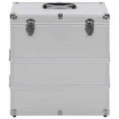 Vidaxl Kovček za ličila 37x24x40 cm srebrn aluminij