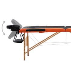 Greatstore Zložljiva masažna miza 2-conska les črna in oranžna