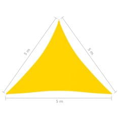 Vidaxl Senčno jadro oksford blago trikotno 5x5x5 m rumeno