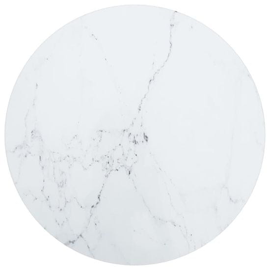 Greatstore Mizna plošča bela Ø40x0,8 cm kaljeno steklo z marmorjem