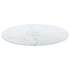 Vidaxl Mizna plošča bela Ø40x0,8 cm kaljeno steklo z marmorjem