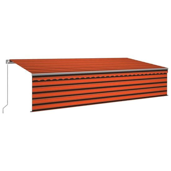 Vidaxl Ročno zložljiva tenda s senčilom LED 6x3 m oranžna in rjava
