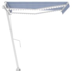 Vidaxl Avtomatska tenda LED + senzor 350x250 cm modra in bela