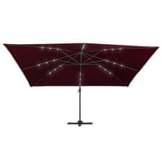 Vidaxl Vrtni senčnik z LED lučkami bordo rdeč 400x300 cm