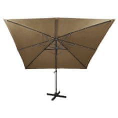 Vidaxl Vrtni senčnik z LED lučkami taupe 300 cm