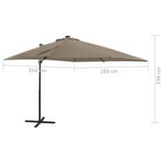 Vidaxl Vrtni senčnik z LED lučkami taupe 250 cm
