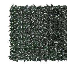 Greatstore Balkonsko platno s temno zelenim listjem 600x150 cm