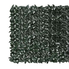 Greatstore Balkonsko platno s temno zelenim listjem 400x150 cm
