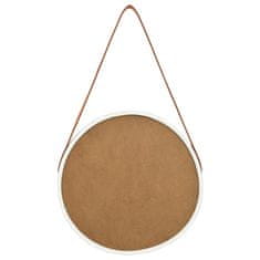 Vidaxl Stensko ogledalo s pasom 40 cm belo