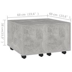 Vidaxl Klubska mizica betonsko siva 60x60x38 cm iverna plošča