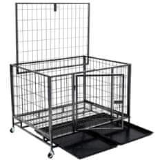 Vidaxl Vzdržljiva pasja kletka s kolesi jeklo 98x72x77 cm