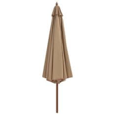 Vidaxl Zunanji senčnik z lesenim drogom 350 cm taupe