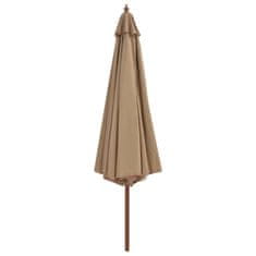 Greatstore Zunanji senčnik z lesenim drogom 350 cm taupe