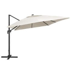 Vidaxl Stranski senčnik LED in aluminijast drog 400x300 cm peščen