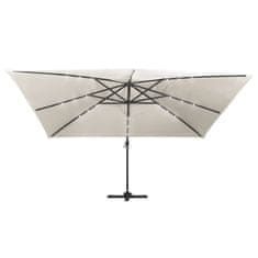 Vidaxl Stranski senčnik LED in aluminijast drog 400x300 cm peščen