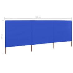 Vidaxl vidaLX 3-panelni vetrobran tkanina 400x160 cm sinje moder