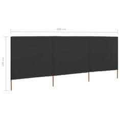 Vidaxl 3-panelni vetrobran tkanina 400x160 cm antraciten