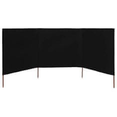Vidaxl 3-panelni vetrobran tkanina 400x160 cm črn