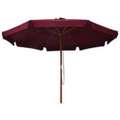 Greatstore Zunanji senčnik z lesenim drogom 330 cm bordo