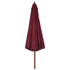 Greatstore Zunanji senčnik z lesenim drogom 330 cm bordo