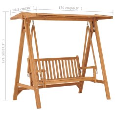 Vidaxl Gugalna klop 170 cm trdna tikovina
