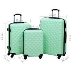 Greatstore Trdi potovalni kovčki 3 kosi mint zeleni ABS