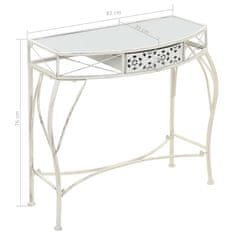 Vidaxl Stranska mizica v francoskem stilu iz kovine 82x39x76 cm bela
