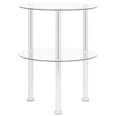 Vidaxl 2-nadstropna stranska mizica prozorna 38 cm kaljeno steklo