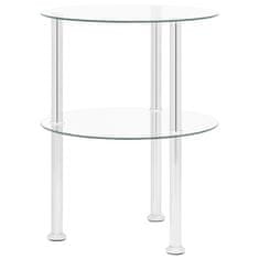 Vidaxl 2-nadstropna stranska mizica prozorna 38 cm kaljeno steklo