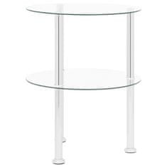 Vidaxl 2-nadstropna stranska mizica prozorna 38 cm kaljeno steklo