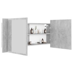 Vidaxl LED kopalniška omarica z ogledalom betonsko siva 100x12x45 cm