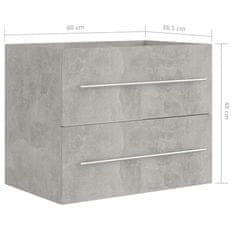 Vidaxl Omarica za umivalnik betonsko siva 60x38,5x48 cm iverna plošča