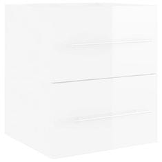 Vidaxl Omarica za umivalnik visok sijaj bela 41x38,5x48 cm iverna pl.