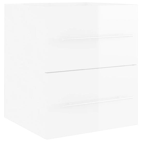 Vidaxl Omarica za umivalnik visok sijaj bela 41x38,5x48 cm iverna pl.