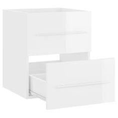 Vidaxl Omarica za umivalnik visok sijaj bela 41x38,5x48 cm iverna pl.