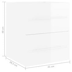 Vidaxl Omarica za umivalnik visok sijaj bela 41x38,5x48 cm iverna pl.