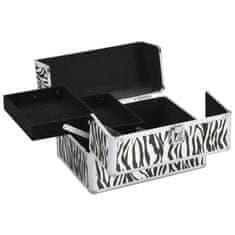 Vidaxl Kovček za ličila 22x30x21 cm zebrast aluminij