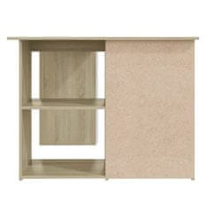 Vidaxl Kotna pisalna miza bela in sonoma hrast 145x100x76 cm