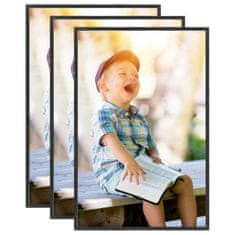 Vidaxl Foto okvirji 3 kosi namizni črni 28x35 cm MDF
