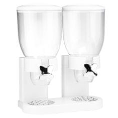 Vidaxl Dvojni dozirnik za kosmiče bel 2 x 3,5 L