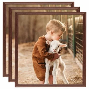 Vidaxl Foto okvirji 3 kosi stenski/namizni rjavi 40x40 cm MDF