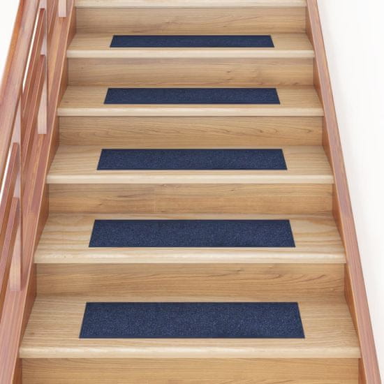 Greatstore Samolepilne preproge za stopnice 15 kosov 76x20 cm modre