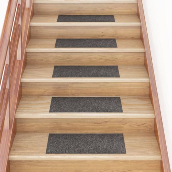 Greatstore Samolepilne preproge za stopnice 15 kosov 60x25 cm sivo rjave
