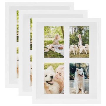 Vidaxl 3D foto okvirji 3 kosi beli 28x35 cm za 4x(10x15 cm) slike