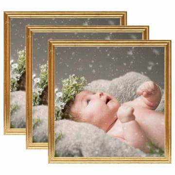 Vidaxl Foto okvirji 3 kosi stenski zlati 50x50 cm MDF