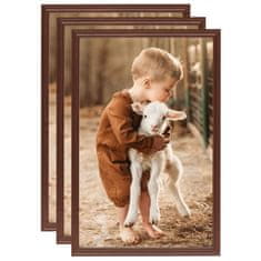 Vidaxl Foto okvirji 3 kosi stenski/namizni rjavi 70x90 cm MDF