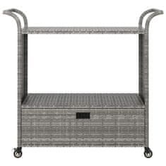 Vidaxl Barski voziček s predalom siv 100x45x97 cm poli ratan