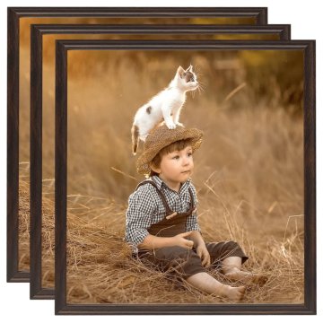 Vidaxl Foto okvirji 3 kosi stenski črni 50x50 cm MDF